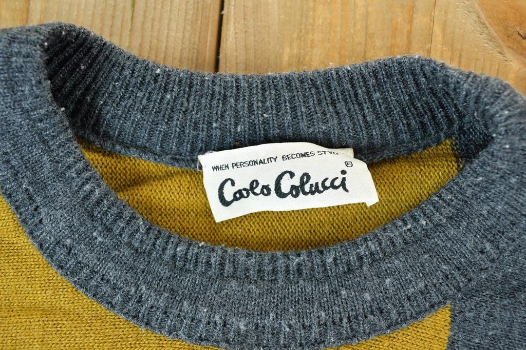 Vintage 1980s Colucci Knit Abstract Pattern Crewneck Sweater
