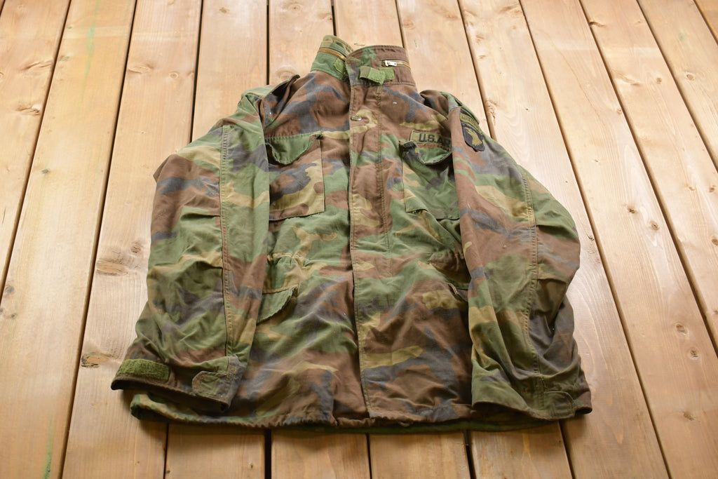 Vintage 1984 Airborne Cold Weather Woodland Camouflage Field Jacket
