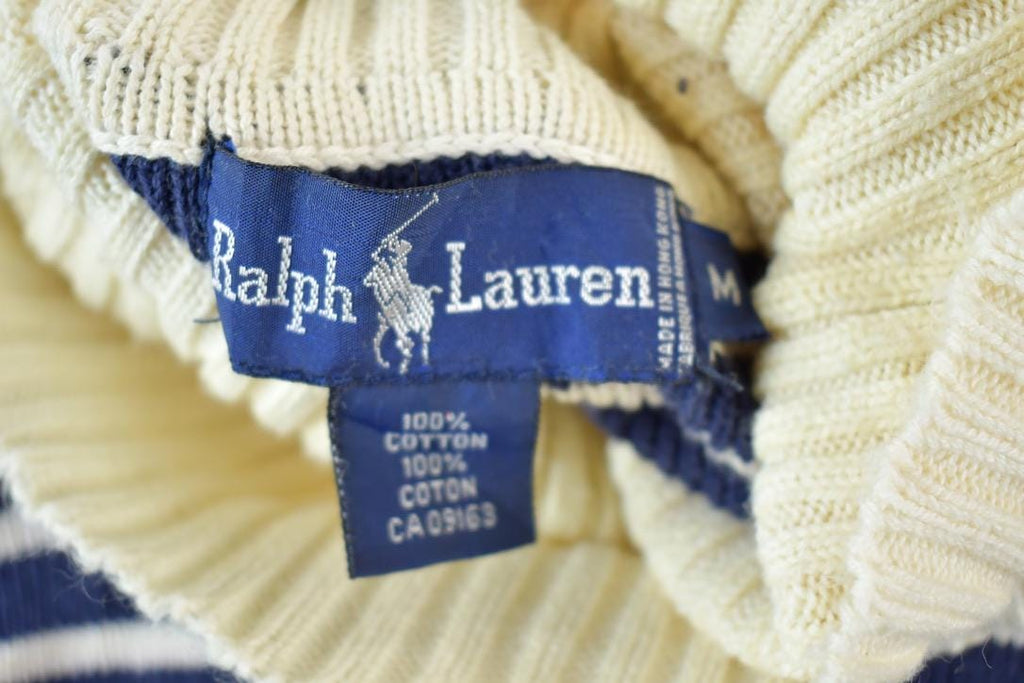 Vintage 1980s Ralph Lauren Knit Abstract Pattern Turtleneck Sweater /