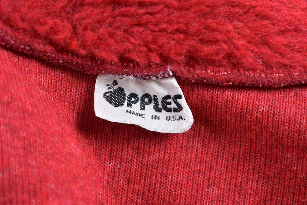 Vintage 1990s Blank Red Apples Full Zip Fleece Sweatshirt