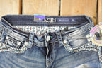 Vintage Deadstock Y2K Grace In LA Bedazzled Bootcut Low Rise Jeans Women's Size 26 x 29