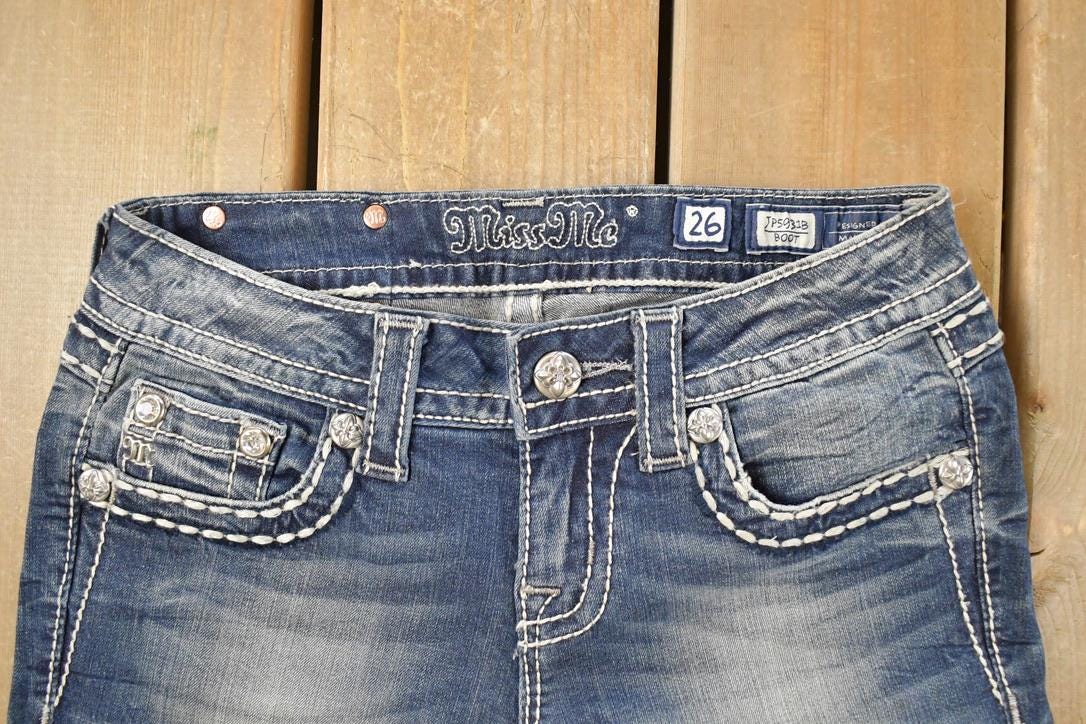 Vintage Deadstock Y2K Miss Me Bedazzled Low Rise Jeans Women's Size 26x31