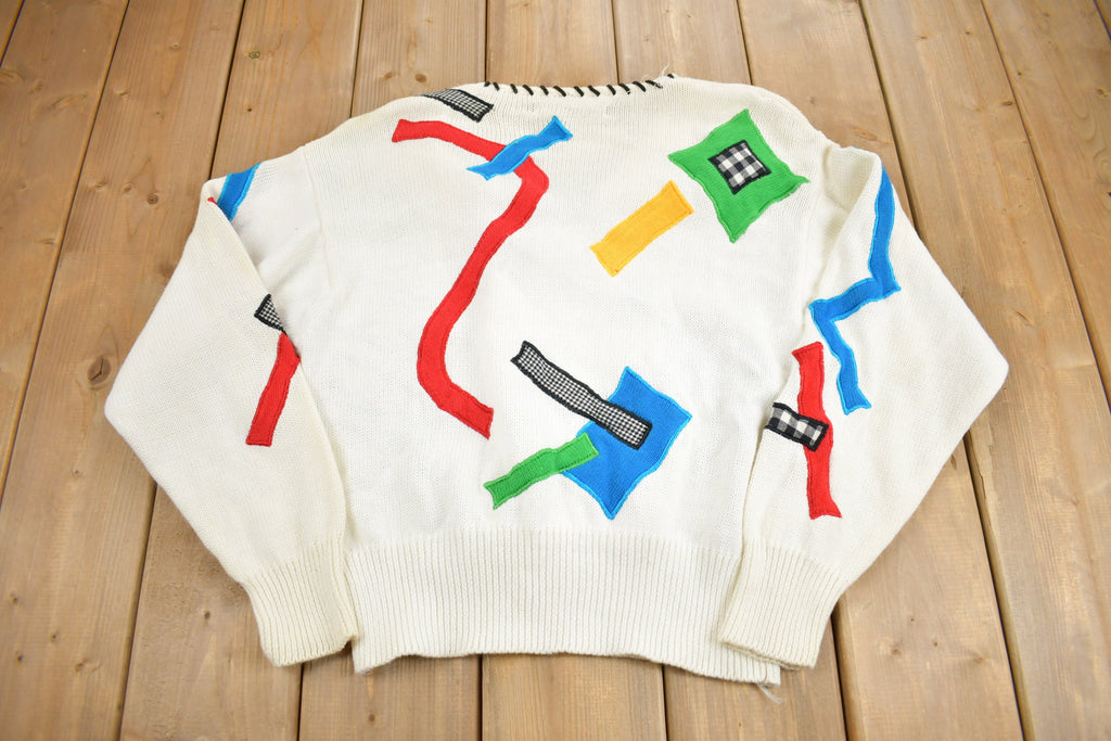 Vintage 1992 I.B. Diffusion Abstract Knitted Sweater Vintage 90s Crewneck