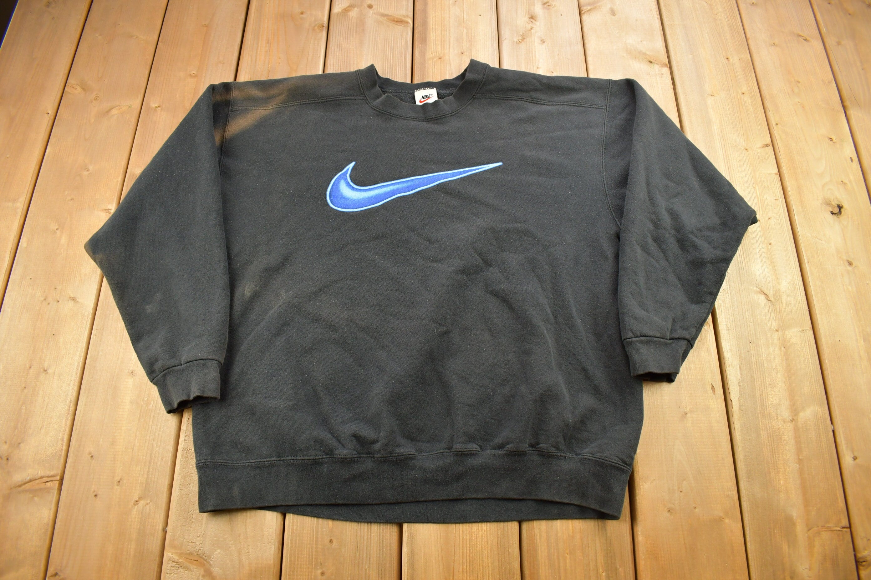 Vintage 1990s Nike Big Swoosh Sun-Dyed Crewneck Sweatshirt