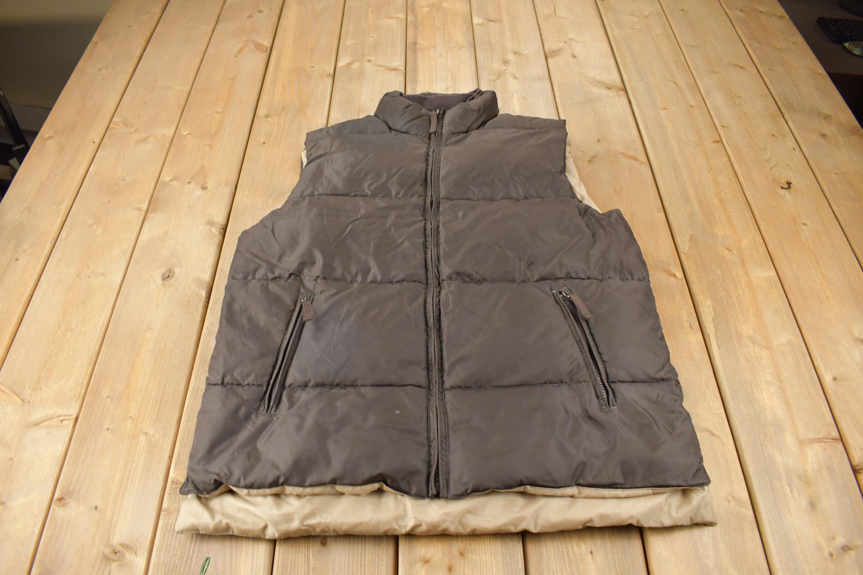 Vintage 1980s Steve & Barry's Down Fill Brown Puffer Vest