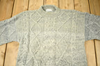Vintage 1990s Hand Made Wool 3D Cable Knit Crewneck Sweater