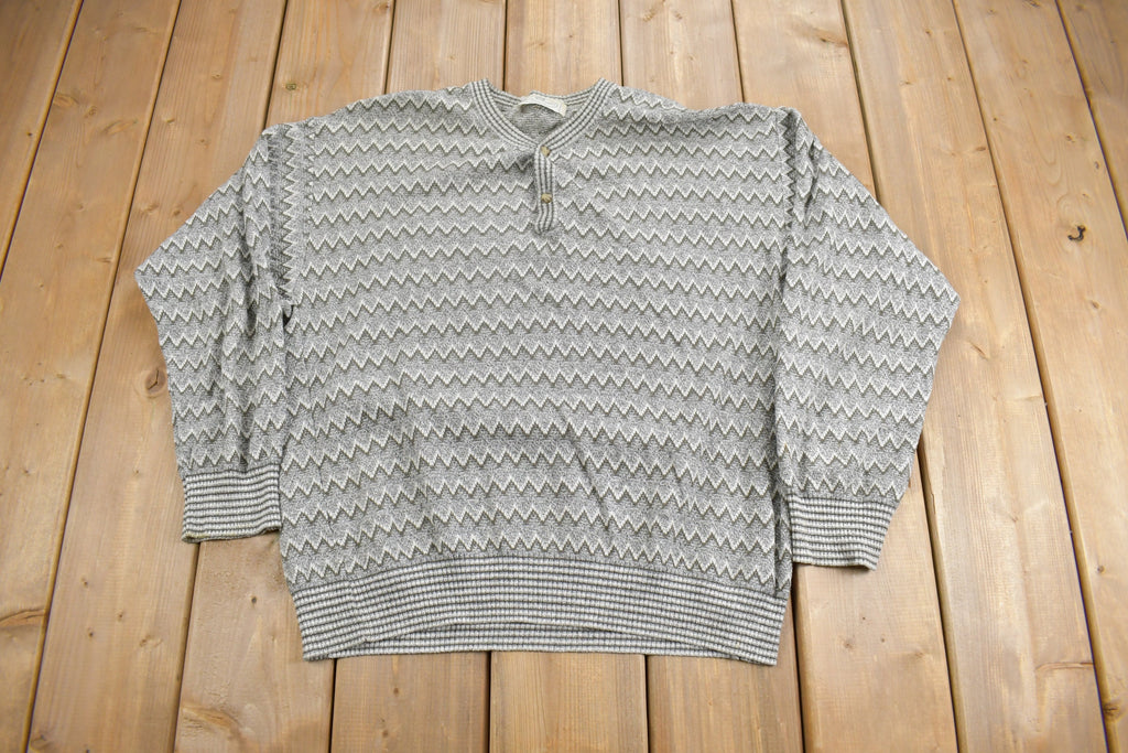 Vintage 1980s Pronto-Uomo Knit Henley-Sweater
