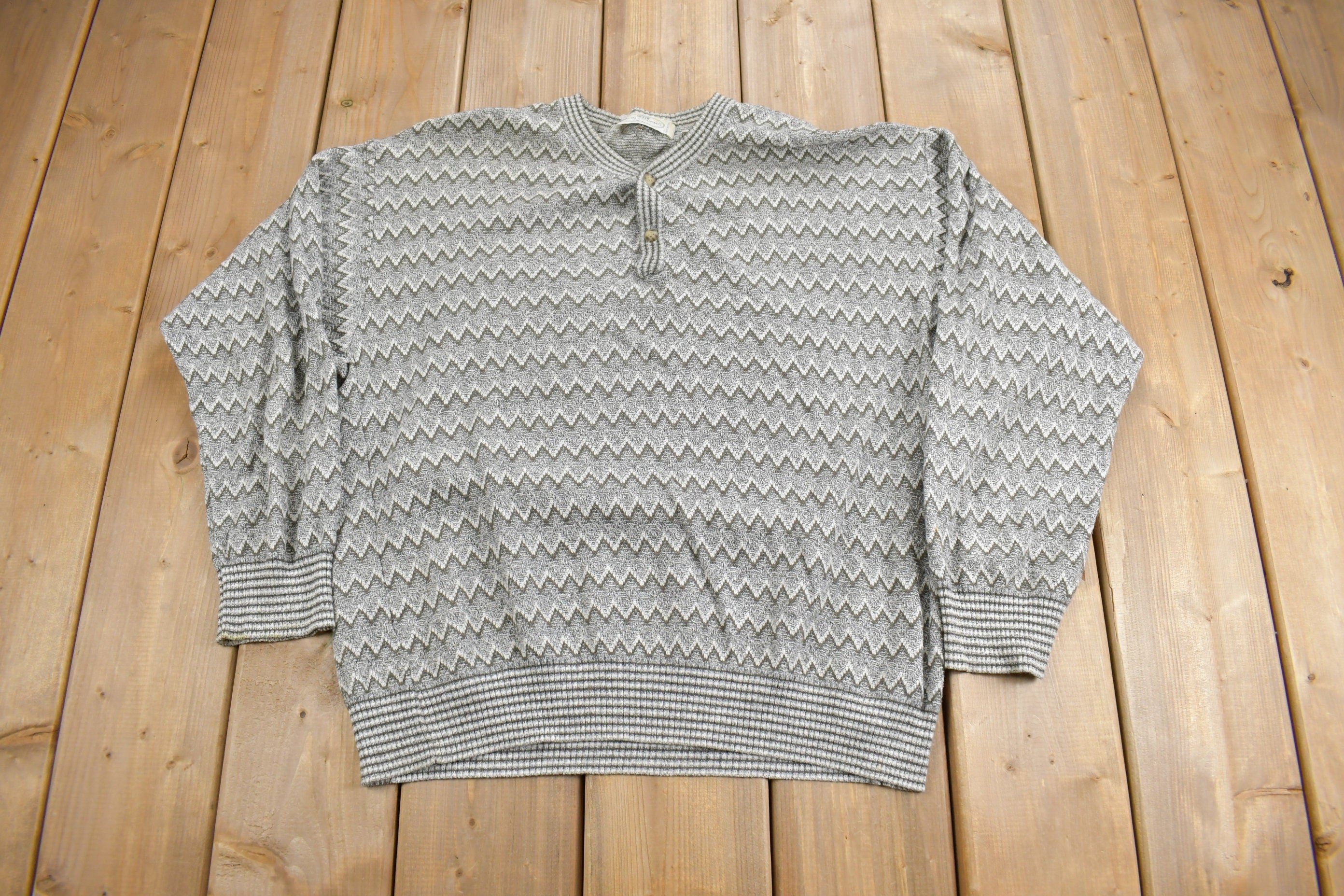 Vintage 1980s Pronto-Uomo Knit Henley-Sweater