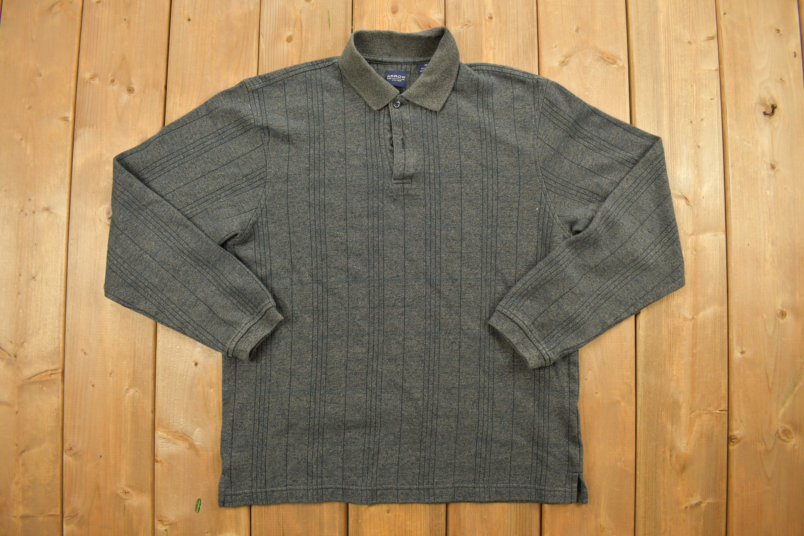 Vintage 1990s Arrow Striped Long Sleeve Button Up Shirt