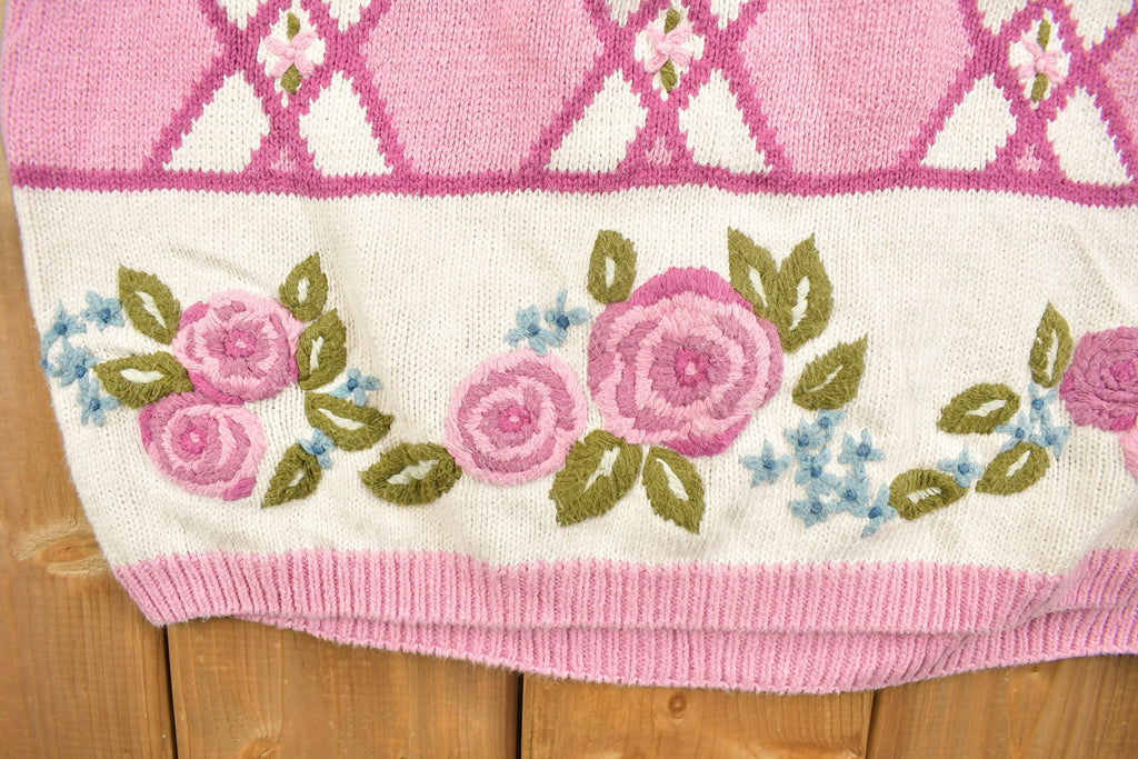 Vintage 1990s Floral Mock Neck Crewneck Sweatshirt