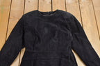 Vintage 1980s Black Suede Long Sleeve Dress