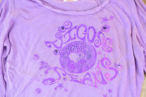 Women Vintage Vigoss Y2K Tee Shirt / Vigoss Grunge Skull Print / Contrast Stitch / Internet Famous Clothing / Over Dyed