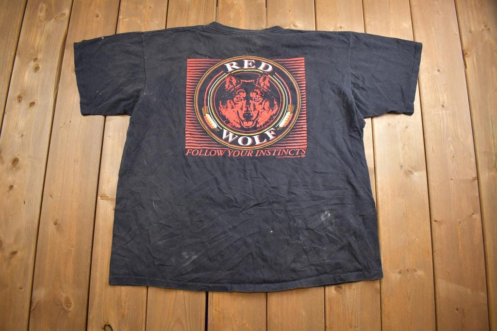 Vintage 1994 Red Wold Tennesse River Gold Single Stitce T-Shirt Made In USA