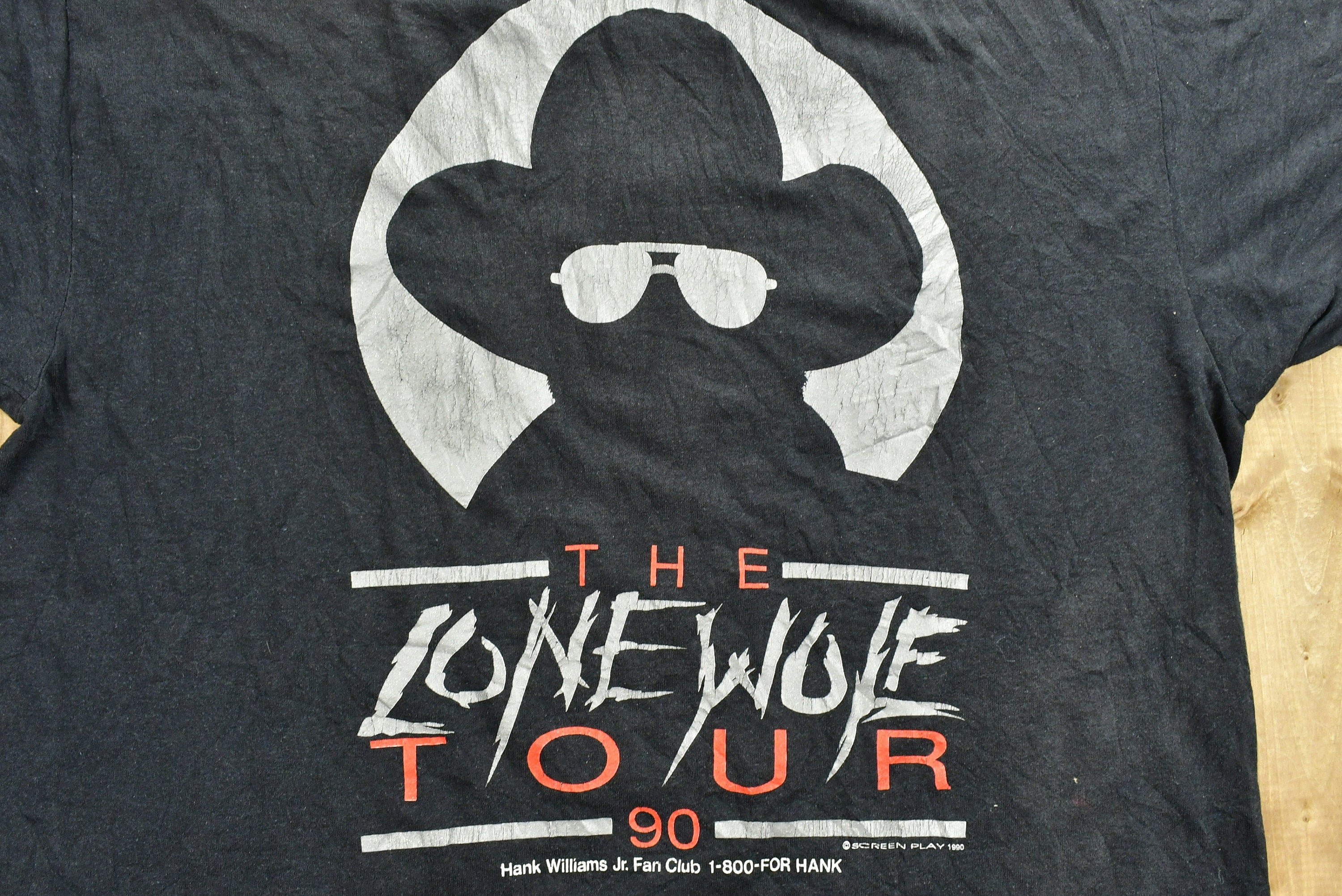 Vintage 1990 Hank Williams Lone Wolf Tour Band T-shirt