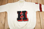 Vintage 1971 100% Wool Collegiate Varsity Style Knit Sweater Athletic True Vintage