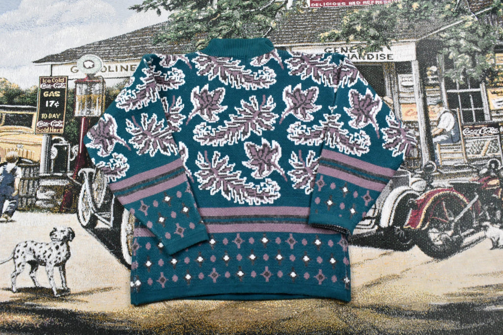Vintage 1990s Gina Peters Vintage Leaves Knit Sweater