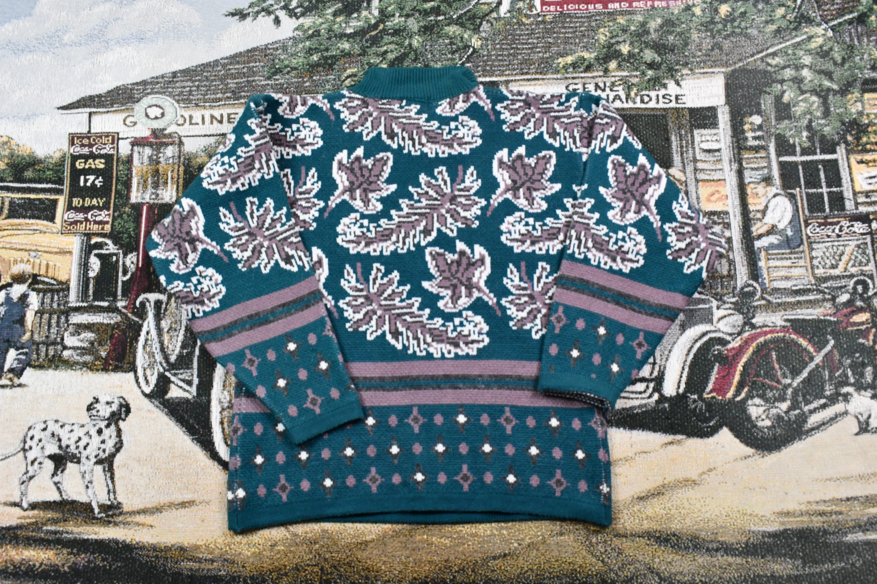 Vintage 1990s Gina Peters Vintage Leaves Knit Sweater