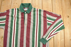 Vintage 1990s International Waters Quarter Button Striped Sweatshirt