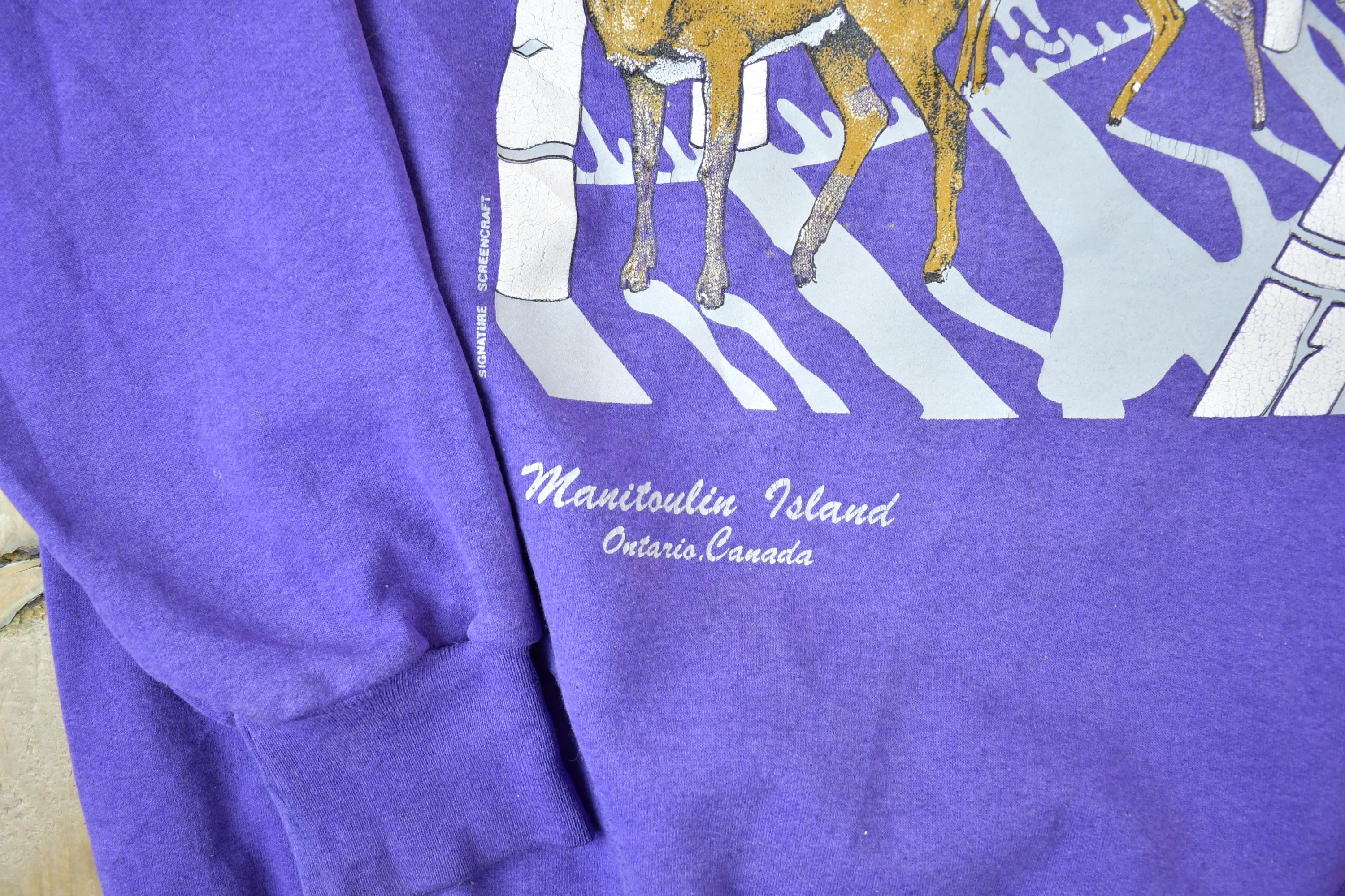 Vintage 1990s Manitoulin Island Ontario Canada Big Buck Crewneck / Souvenir / Vintage Sweatshirt / Outdoorsman / Wilderness Sweatshirt