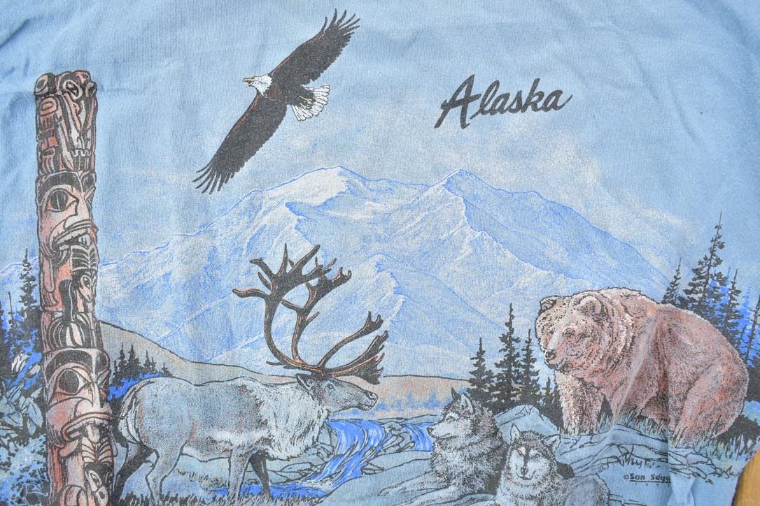Vintage 1990s Alaska Soaring Eagle Souvenir T-Shirt