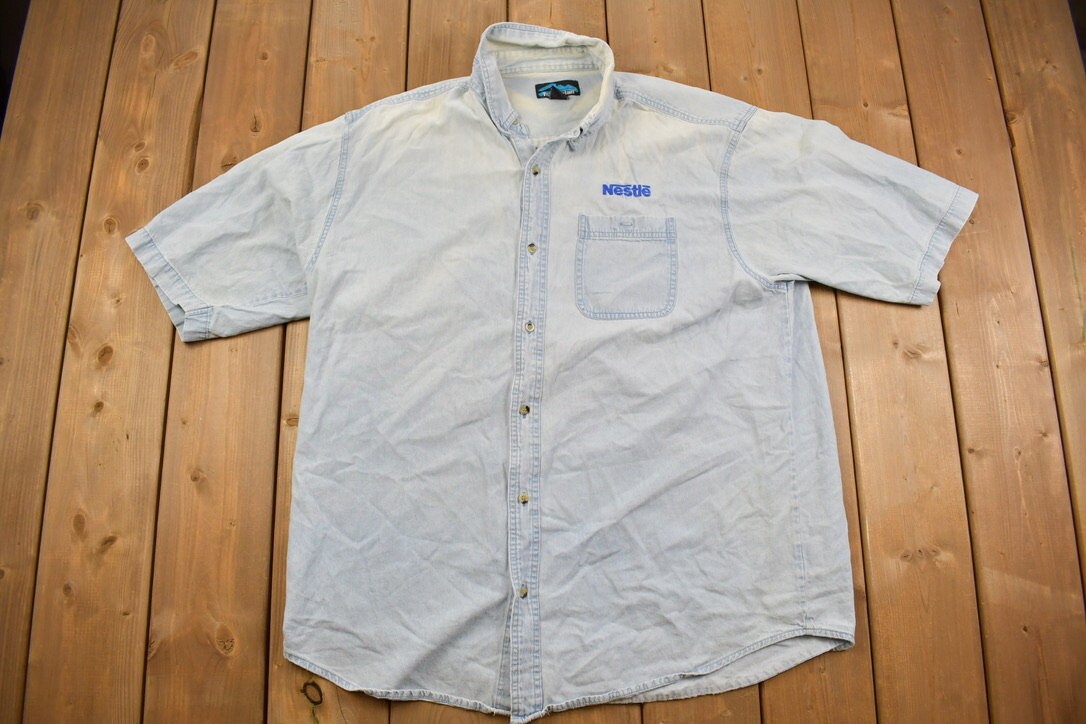 Vintage 1990s Nestle Denim Button Up Shirt