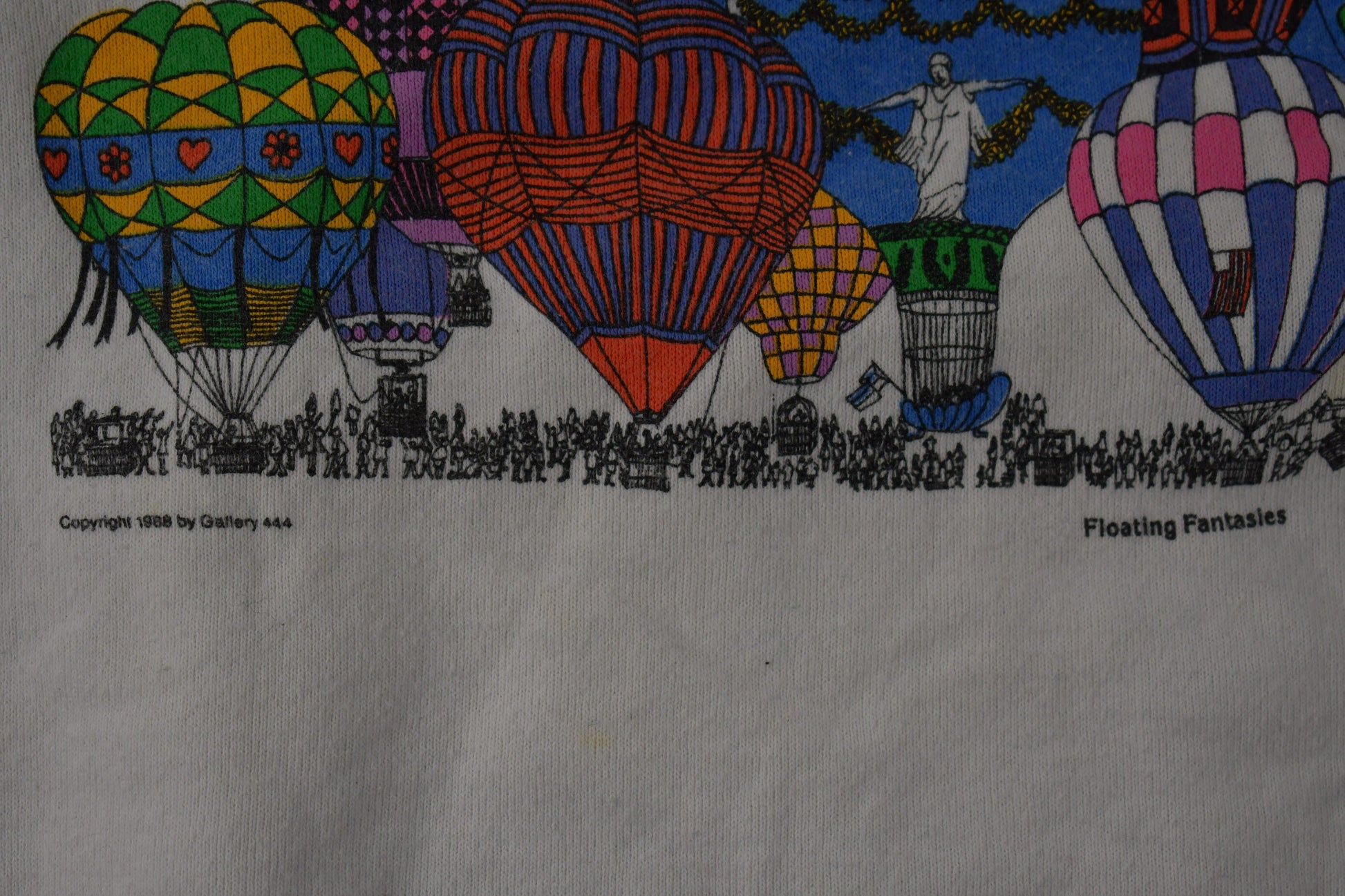 Vintage 1988 Floating Fantasies Hot Air Ballon Graphic Crewneck Sweatshirt Made In USA