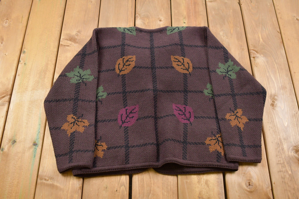 Vintage 1990s Crystal Kobe Fall Season Button Up Cardigan Sweater