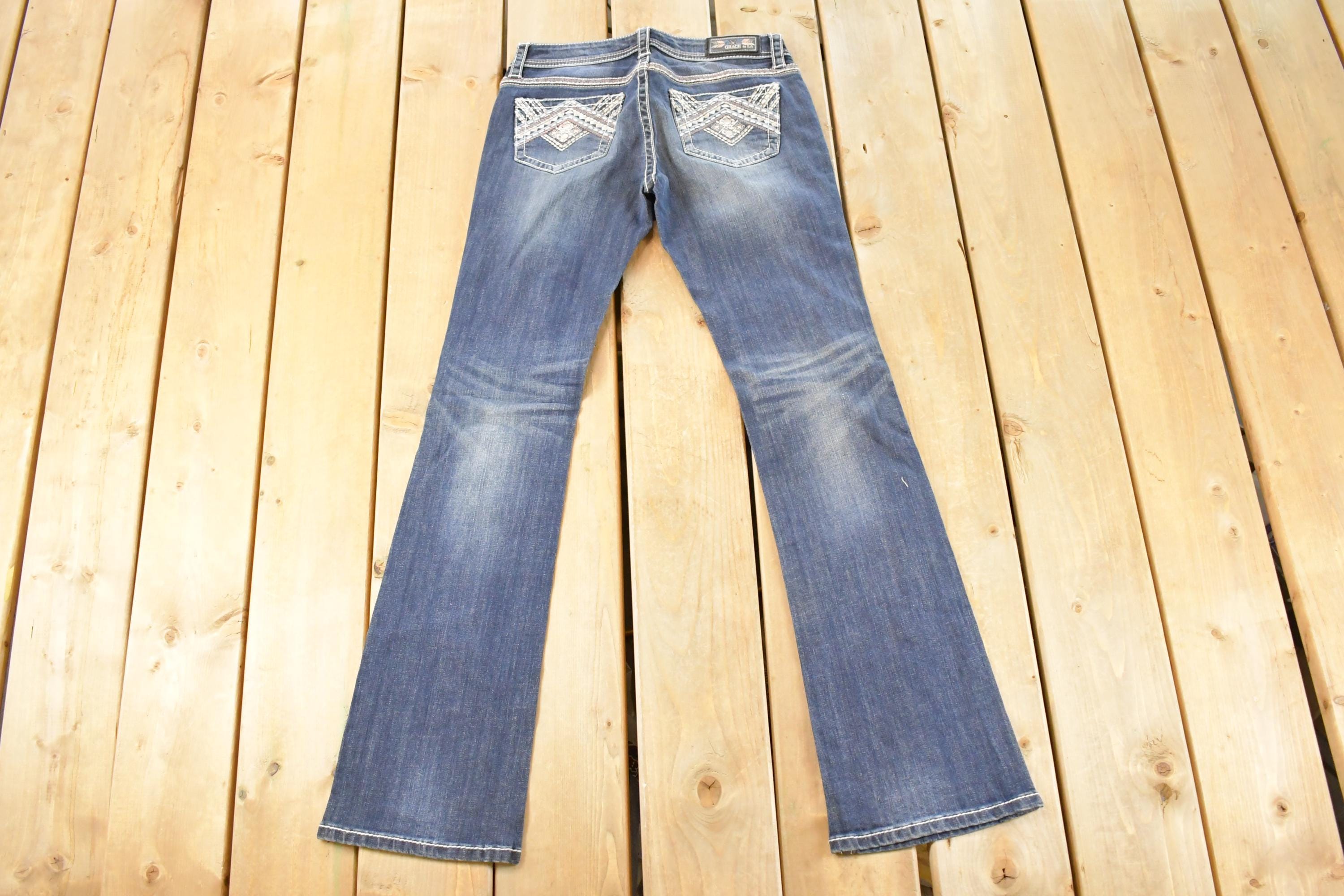 Vintage Deadstock Y2K Grace LA Bedazzled Low Rise Jeans Women's Size 27x32