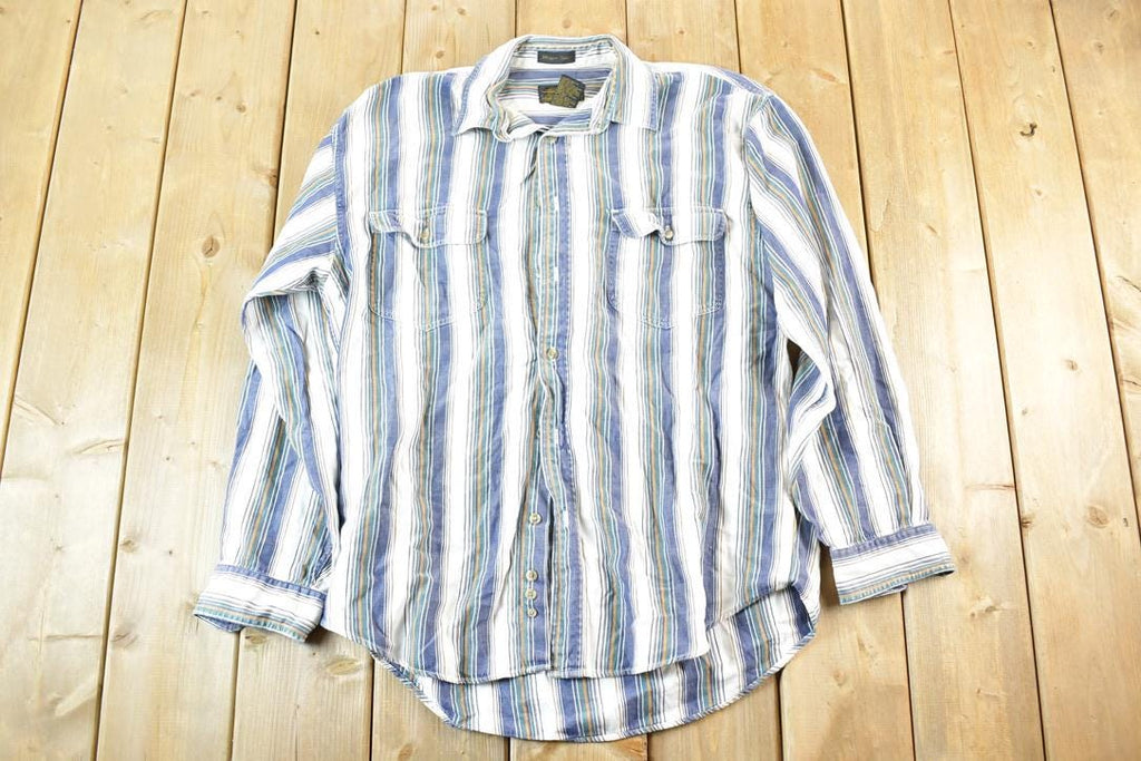 Vintage 1990s Eddie Bauer Striped Button Up Shirt Mens L