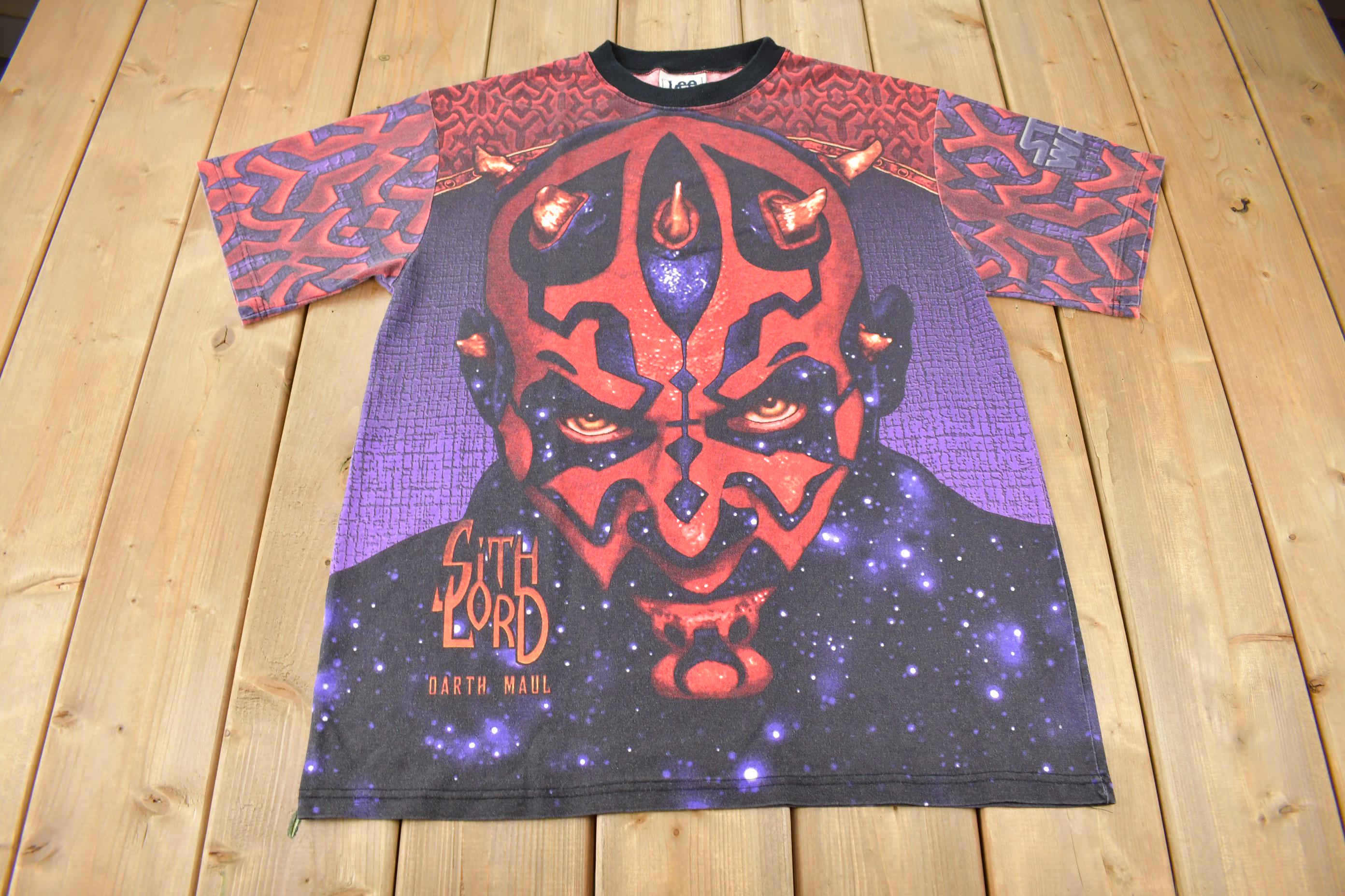 Vintage 1999 Darth Maul Sith Lord All Over Print Star Wars Episode 1 T-Shirt