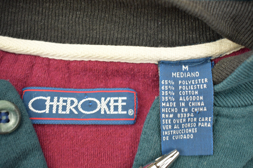 Vintage 1990s Cherokee Sport Quarter Button Striped Sweater