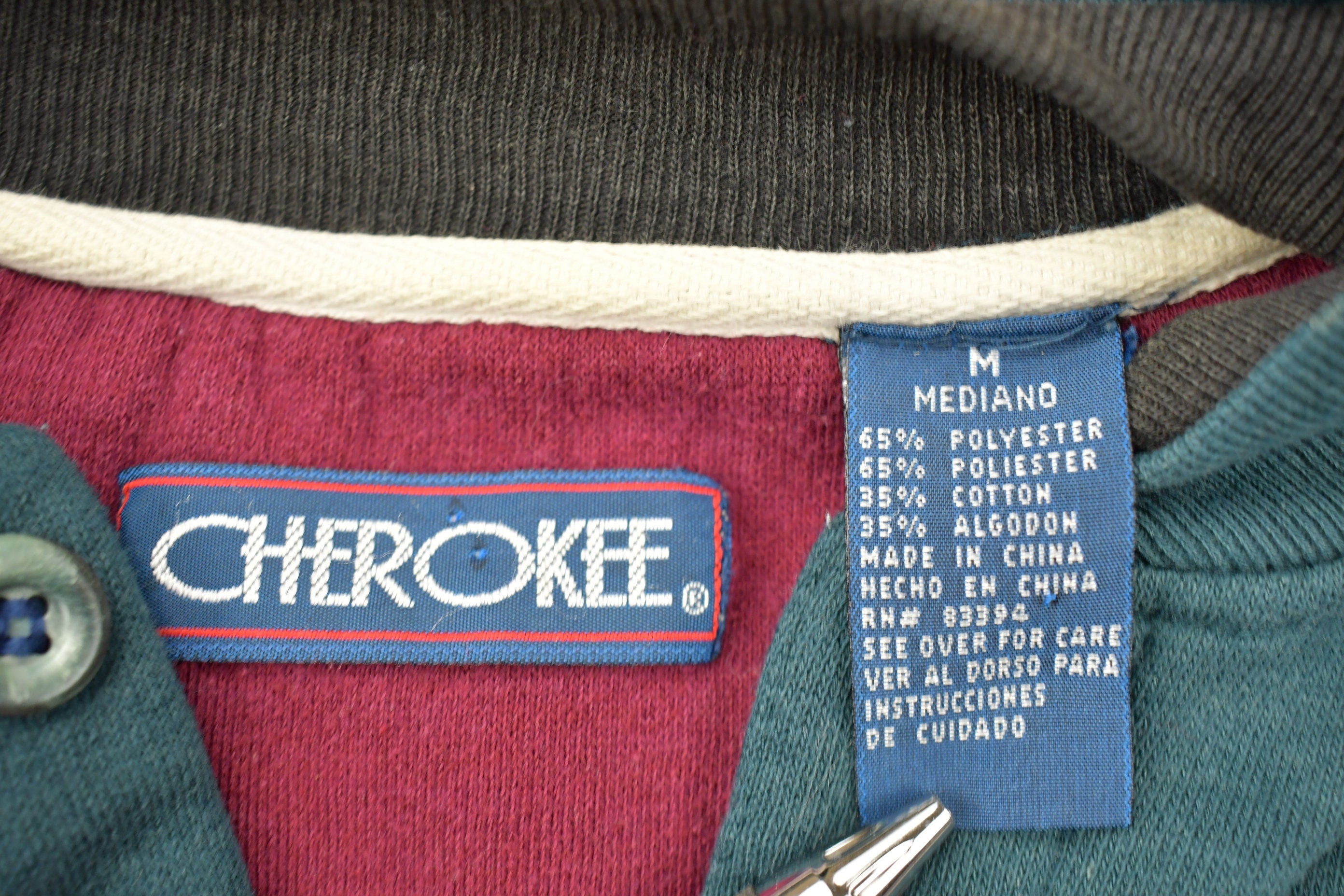 Vintage 1990s Cherokee Sport Quarter Button Striped Sweater