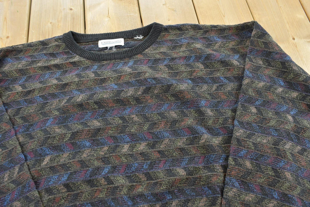 Vintage 1990s Joseph & Feiss Knit Crewneck Sweater Mens XL / 90s Crewneck / Streetwear / Preppy / Essentials / Basics