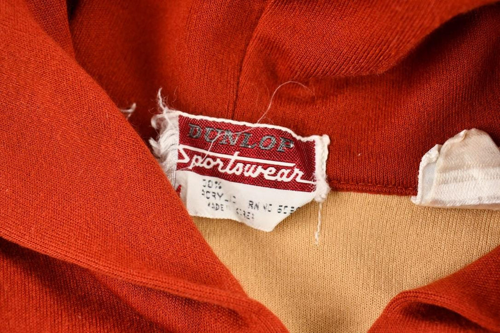 Vintage 1990s Dunlop Sportswear Red and Tan Blank Zip Up Hoodie
