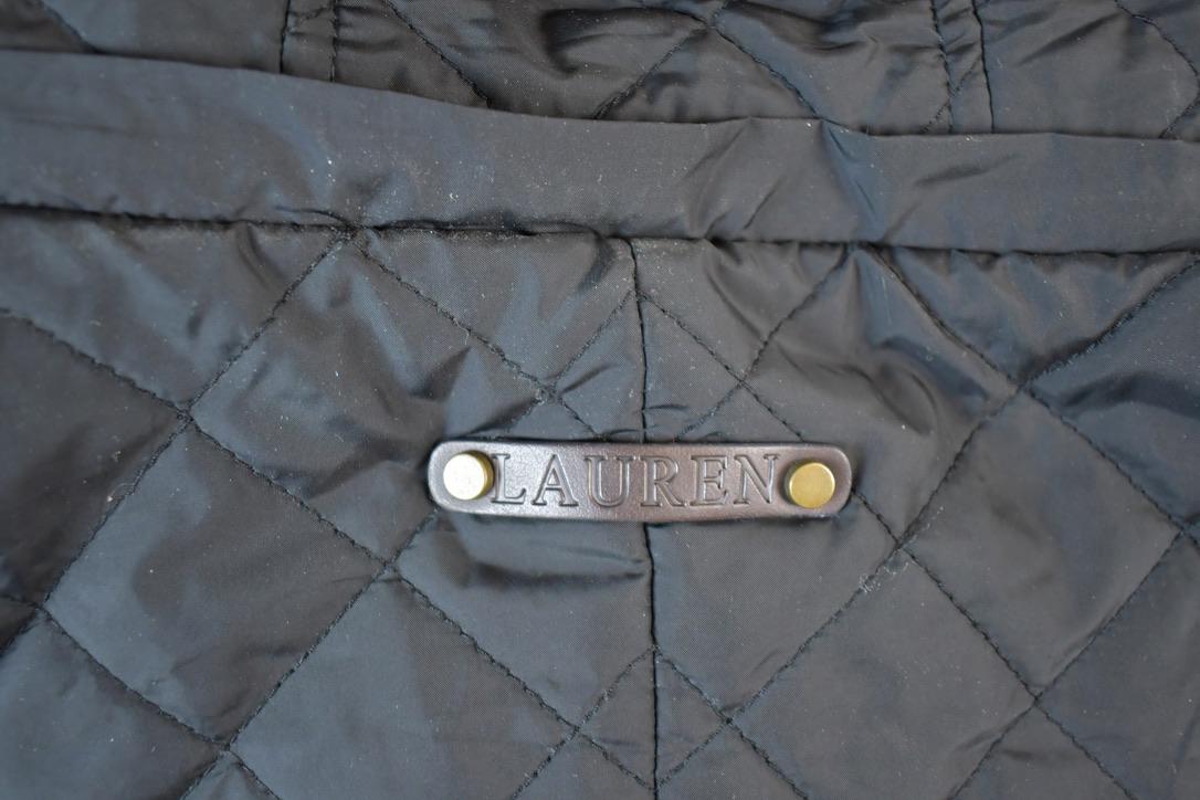 Vintage 1990s Lauren By Ralph Lauren Light Pleated Hooded Zip Up Abstract Lined Jacket