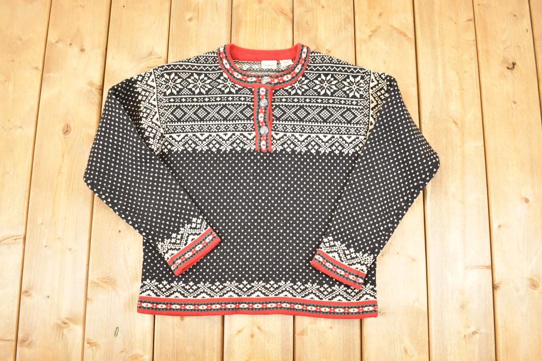Vintage 1990s LL Bean Lambswool Quarter Button Knit Crewneck Sweater Women's S / 90s Knitted Sweatshirt / Vintage Preppy Knits