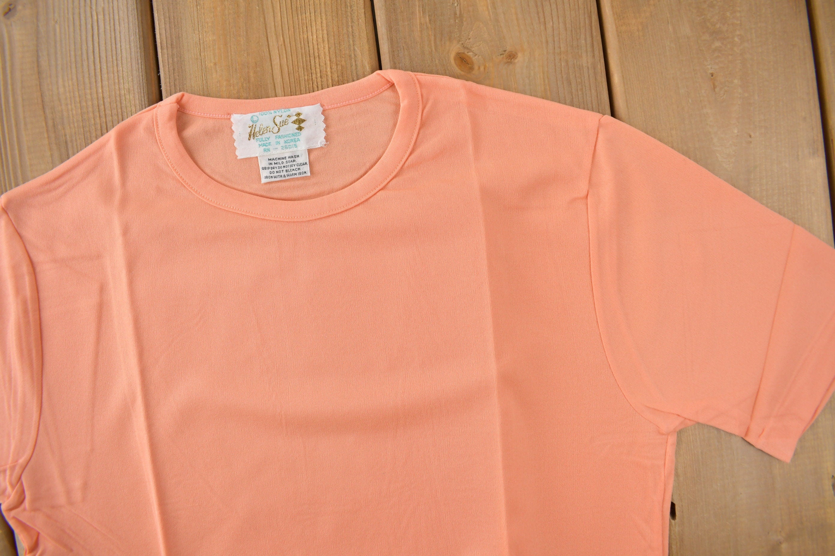 True Vintage 1960s Deadstock Helen Blank Salmon Nylon T Shirt