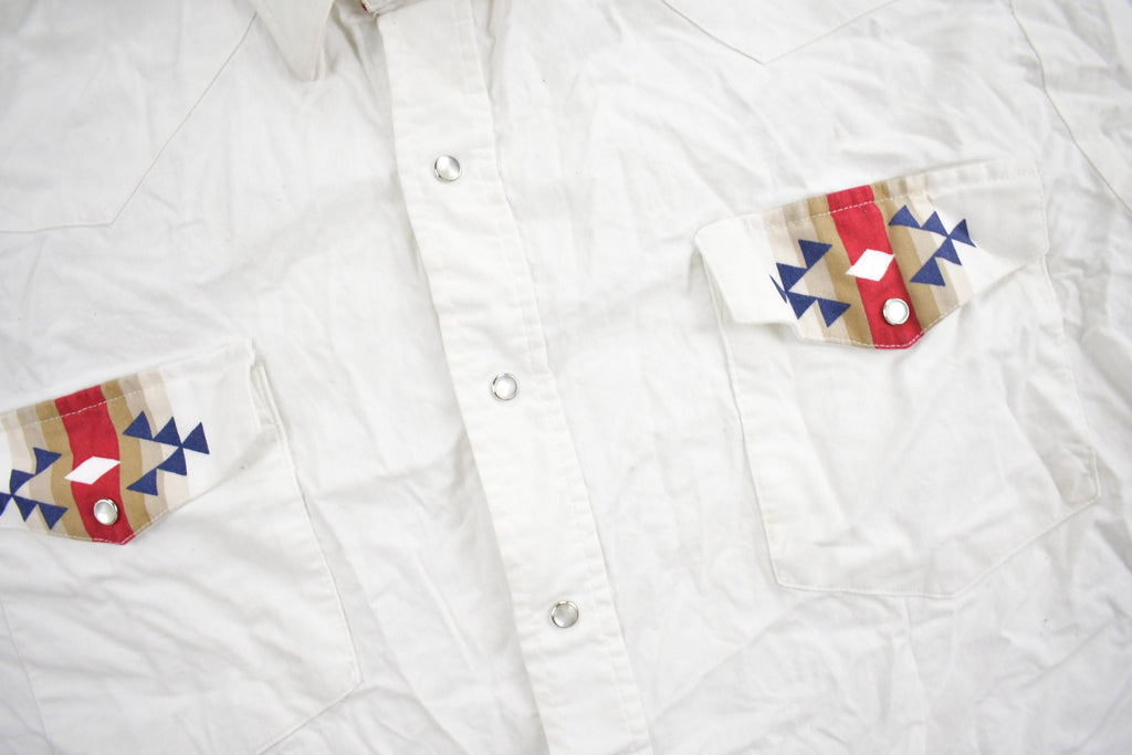 Vintage 1990s Roper Border Western Aztec Theme Button Up Shirt