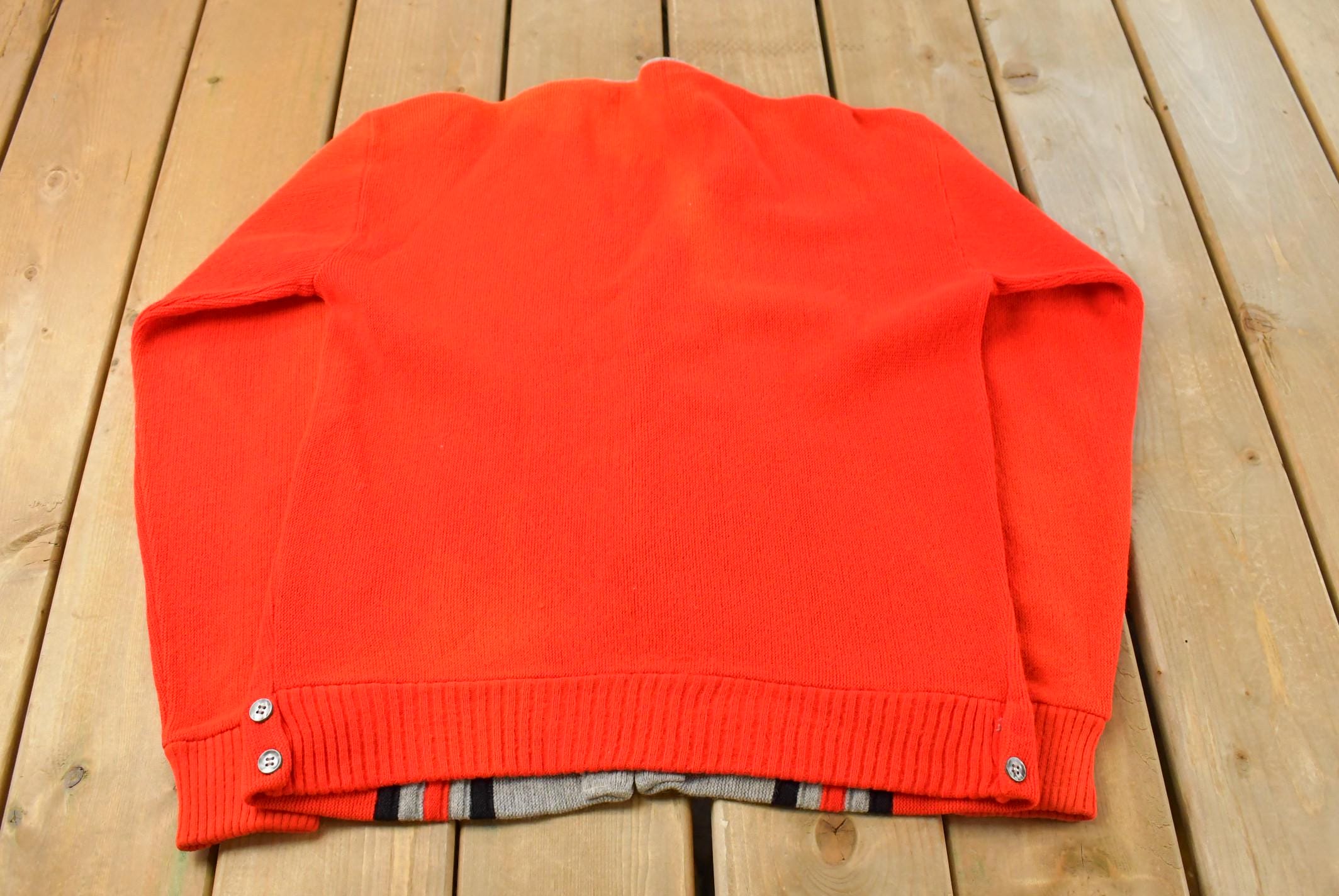 Vintage 1960s Striped Knit Cardigan Sweater Men's M