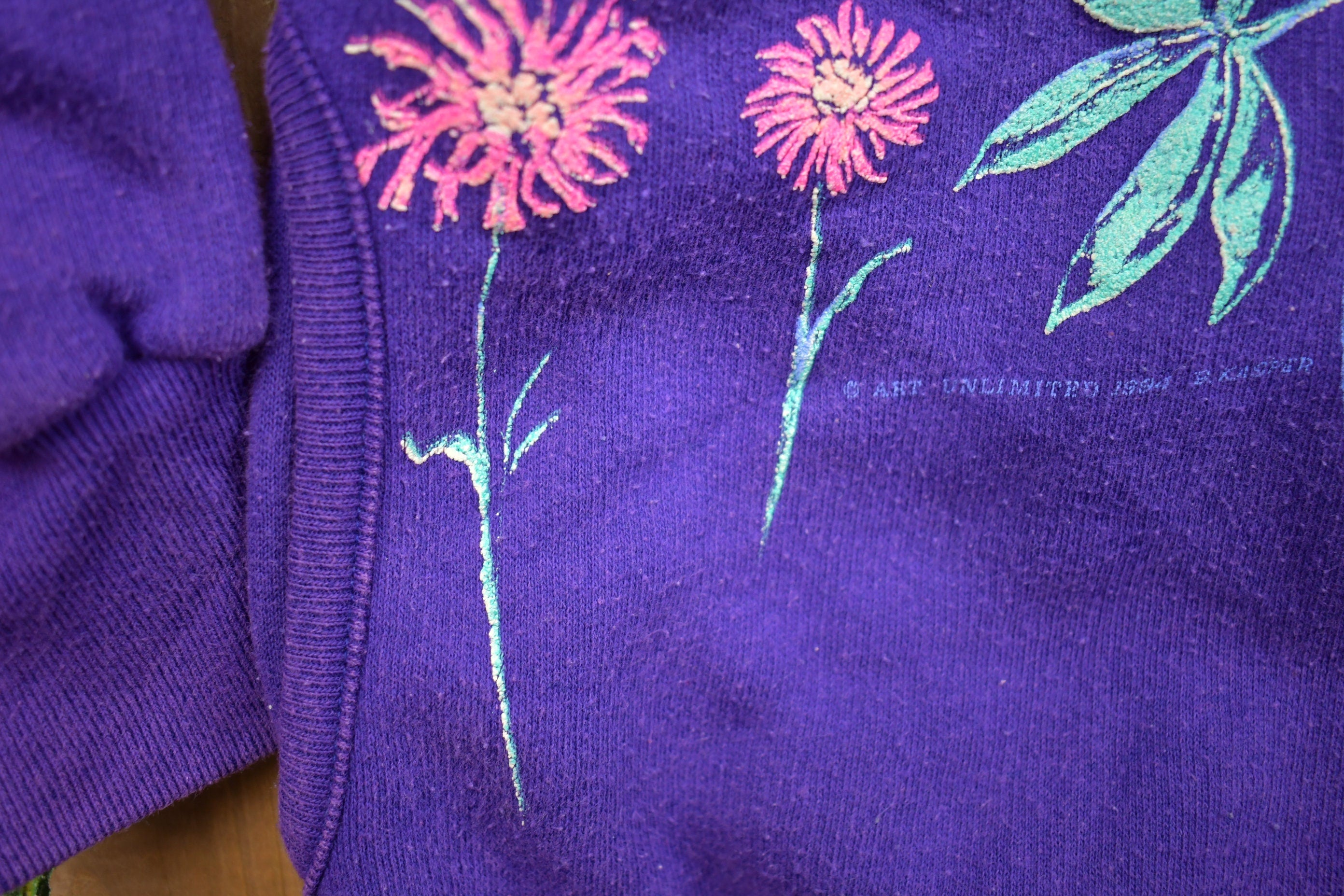 Vintage 1990s Floral Graphic Quarter Button Sweater