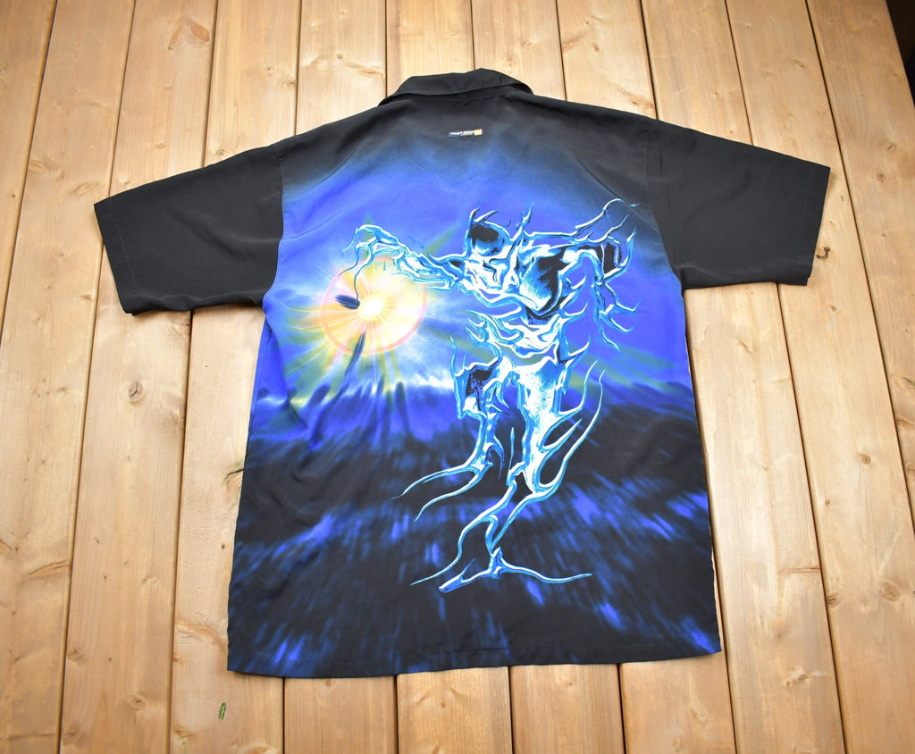 Vintage 2000s Point Zero Immortal Being Abstract Pattern Button Up T-Shirt