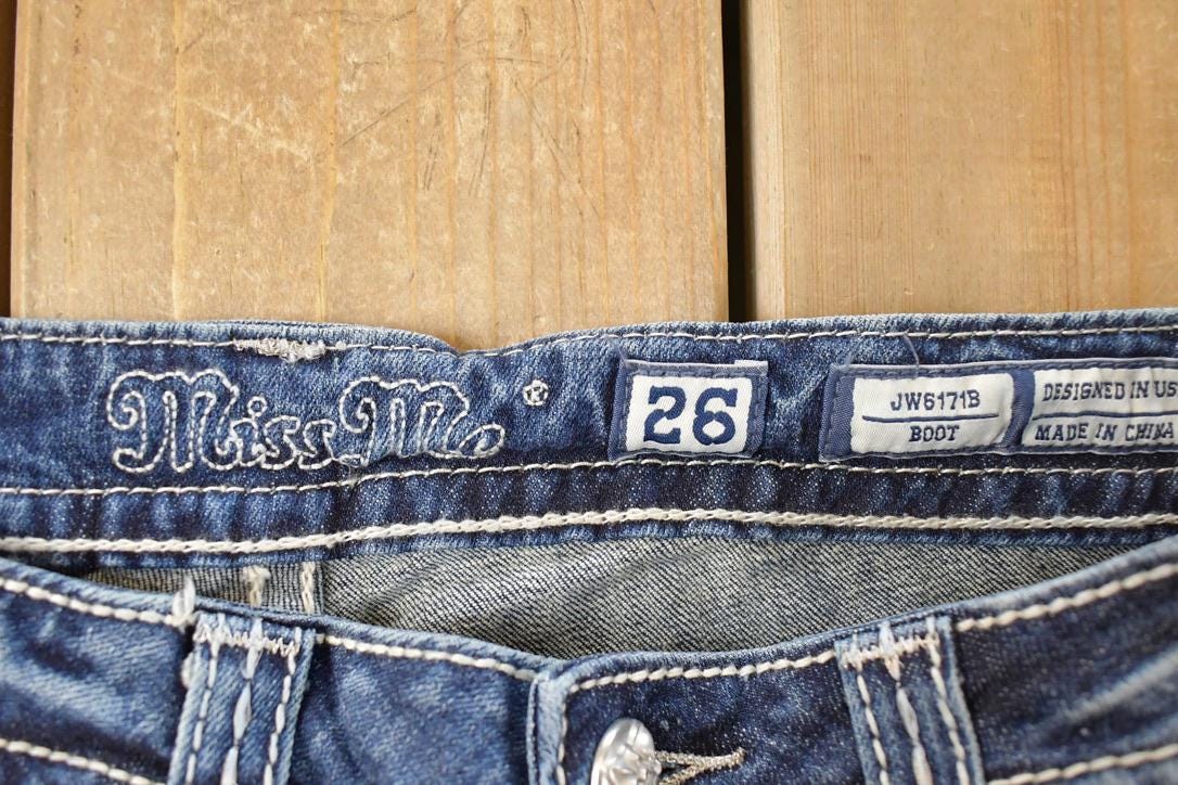 Vintage Deadstock Y2K Miss Me Bedazzled Low Rise Jeans Women's Size 26x31