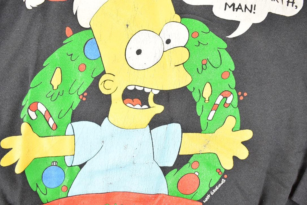 Vintage 1990 The Simpsons Santa Bart Simpson Peace On Earth Man Christmas Crewneck Sweatshirt Men's M