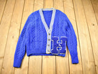 Vintage 1960s Cable Knit Collegiate Cardigan Sweater  H  Vintage Cardigan  Button Up  Patchwork  Made In USA  True Vintage
