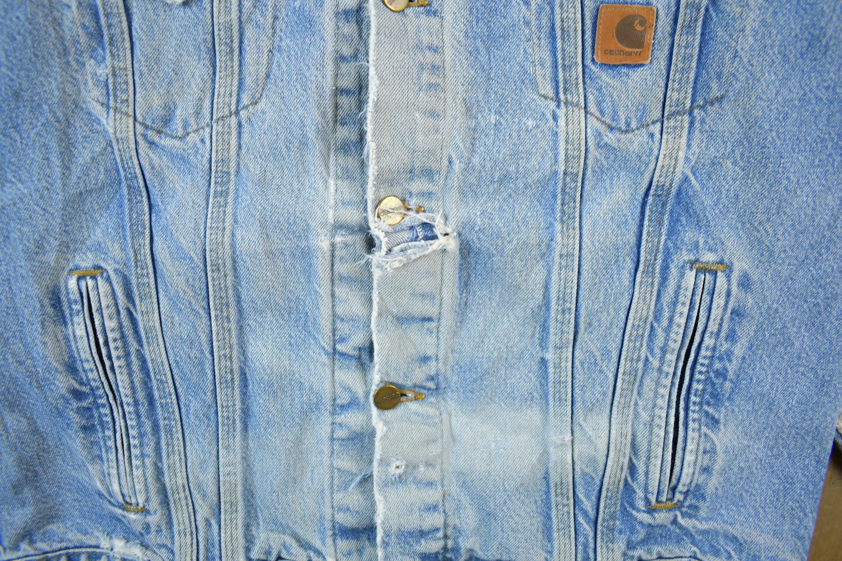 Vintage 1990s Carhartt Light Wash Jean Jacket