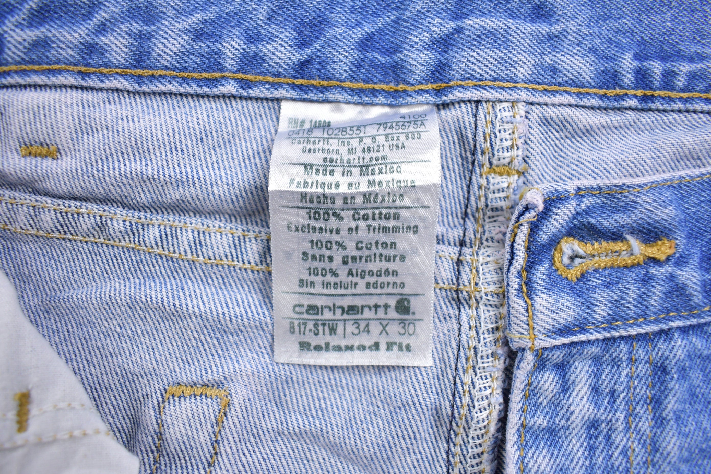 Vintage 1990s Carhartt Work Blue Denim Pants Size 32 x 28