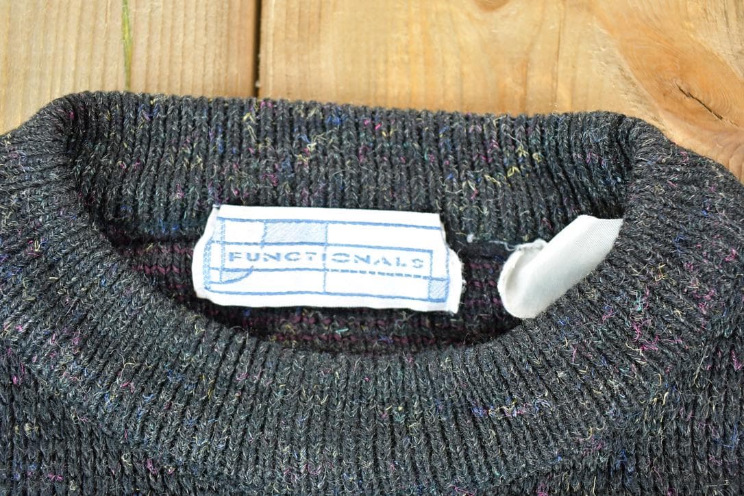 Vintage 1990s Functionals Knit Abstract Pattern Crewneck Sweater Made In USA 90s Crewneck