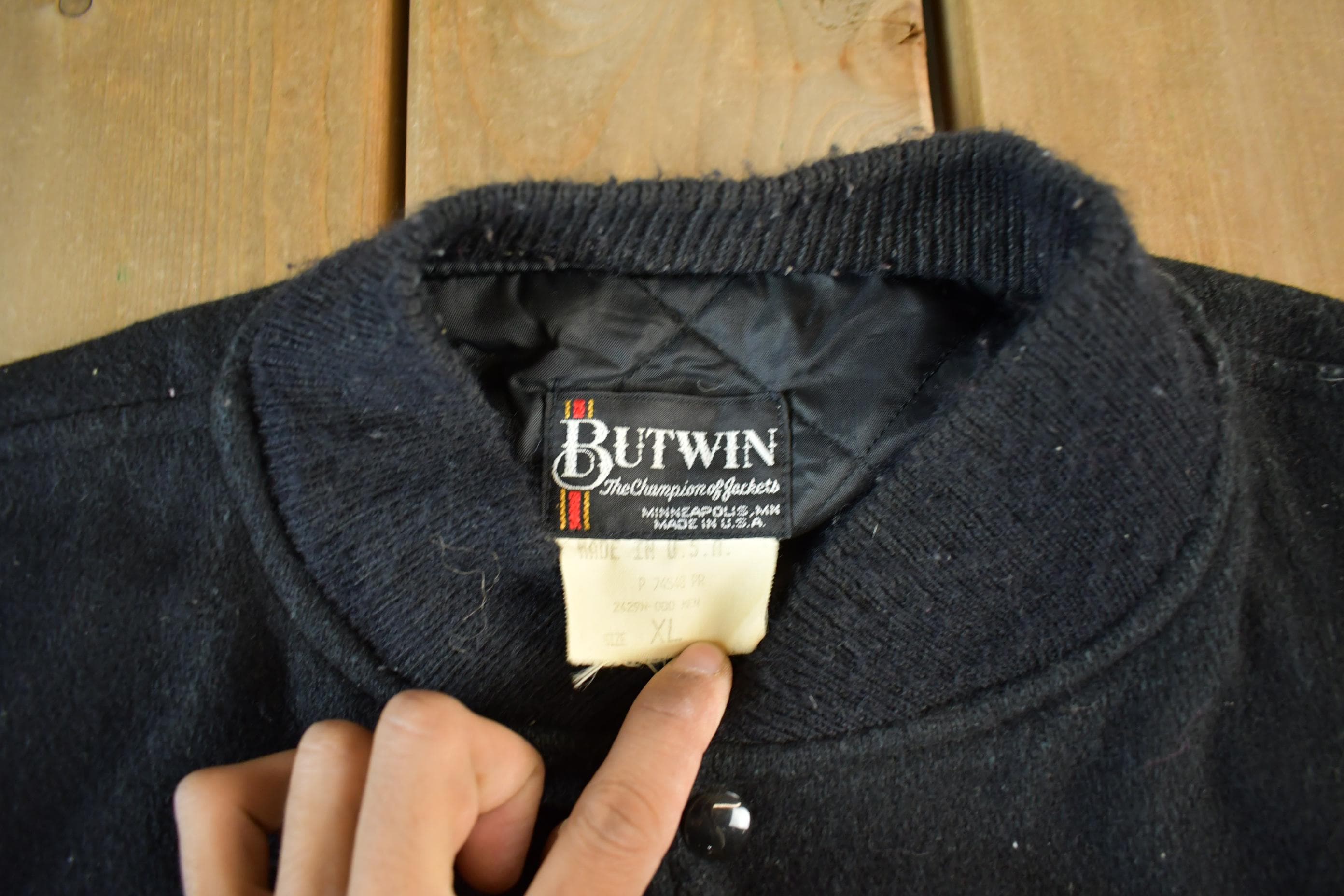 Vintage 1980 Butwin Wool Leather Varsity Jacket Men's XL