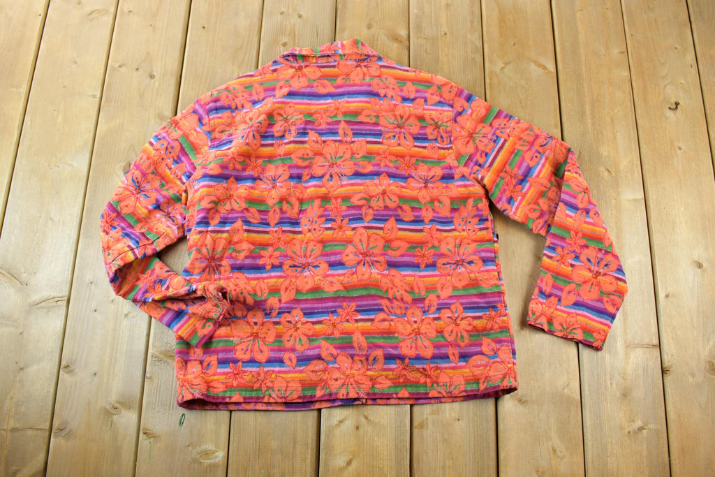 Vintage 90s Chicos Design Abstract Knit Button Up Shirt