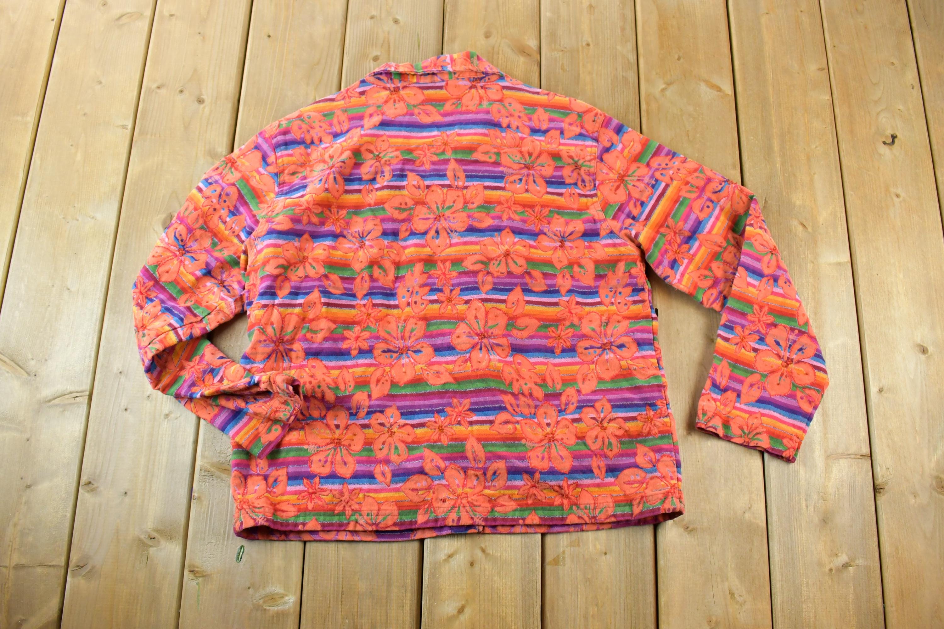 Vintage 90s Chicos Design Abstract Knit Button Up Shirt